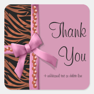 Adesivo Quadrado Zebra Rosa Quente E Bronze Com Pérolas