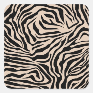 Adesivo Quadrado Zebra Stripes Cream Beige Black Wild