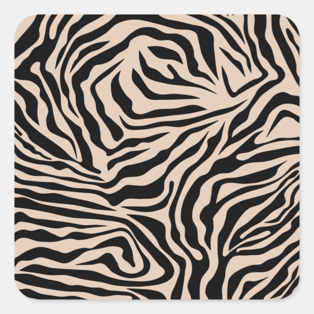 Adesivo Quadrado Zebra Stripes Cream Beige Black Wild (Frente)