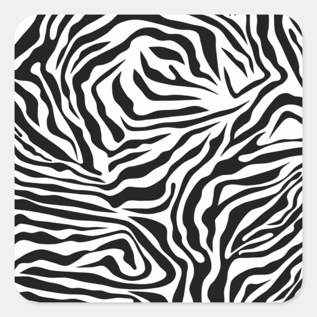 Adesivo Quadrado Zebra Stripes Impressão Animal Selvagem Preta E Br (Frente)