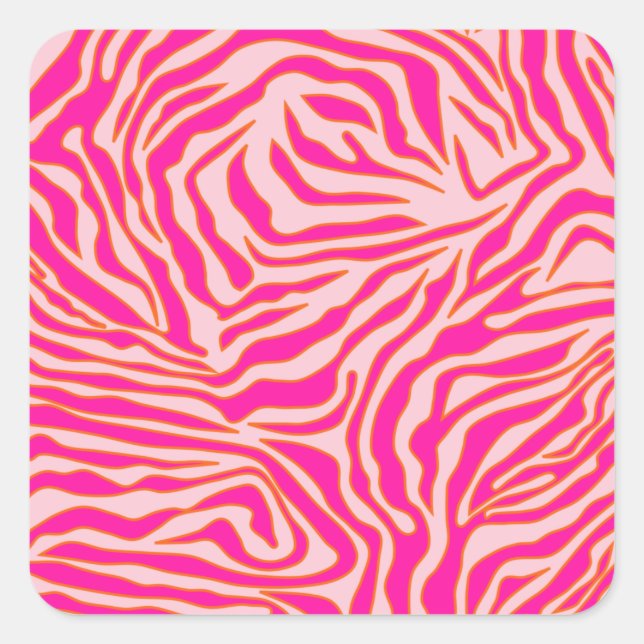 Adesivo Quadrado Zebra Stripes Rosa Laranja Cor-de-rosa Impressão A (Frente)