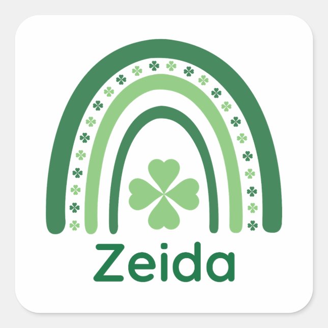 Adesivo Quadrado Zeida Name Clover Boho Rainbow (Frente)