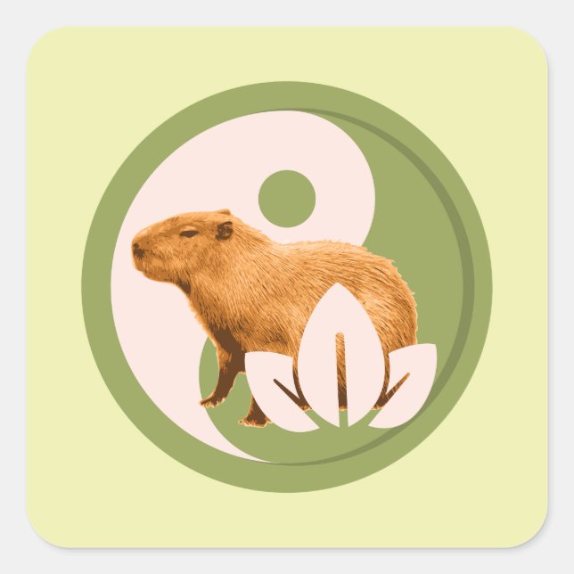 Adesivo Quadrado Zen Capybara Yin Yang (Frente)