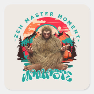 Adesivo Quadrado Zen Master Moment - Namaste Funny Bigfoot
