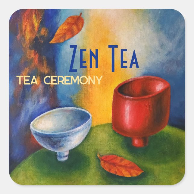Adesivo Quadrado Zen Tea/Autumn Tea/Tea Ceremony/ (Frente)