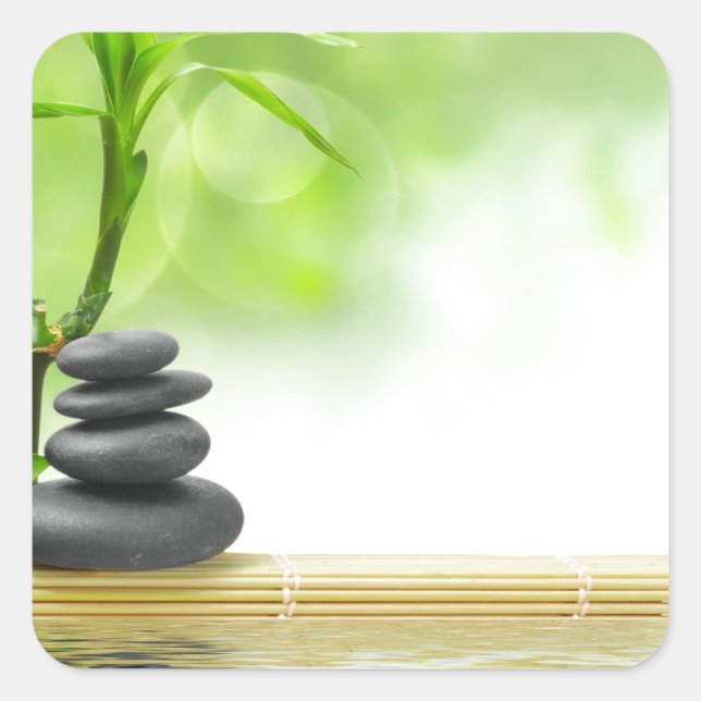 Adesivo Quadrado Zen tranquilize jardim de água curando amor (Frente)