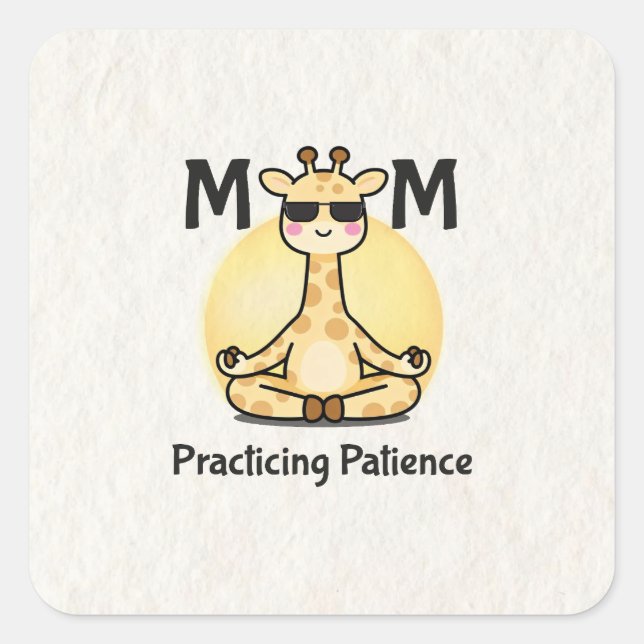 Adesivo Quadrado Zen Vibe | Practicing Patience Giraffe (Frente)