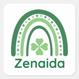 Adesivo Quadrado Zenaida Nome Clover Boho Arco-íris