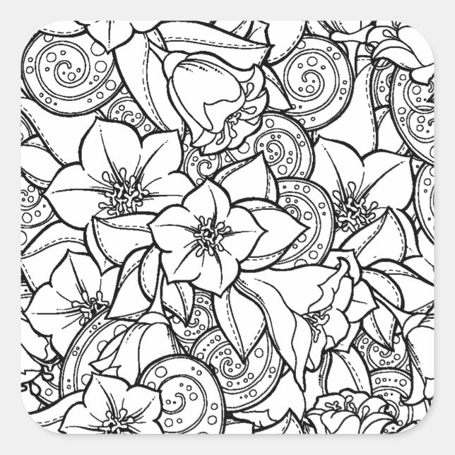 Adesivo Quadrado Zendoodle de Flores (Frente)