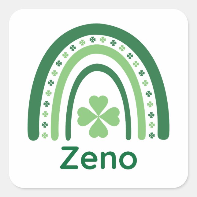 Adesivo Quadrado Zeno Name Clover Boho Rainbow (Frente)