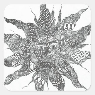 Adesivo Quadrado Zentangle Sun Sticker