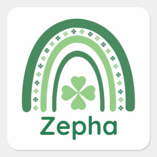 Adesivo Quadrado Zepha Nome Clover Boho Arco-íris