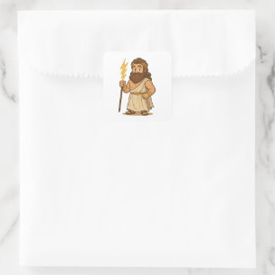 Adesivo Quadrado Zeus de desenho animado fofo – Deus do Trovão da M