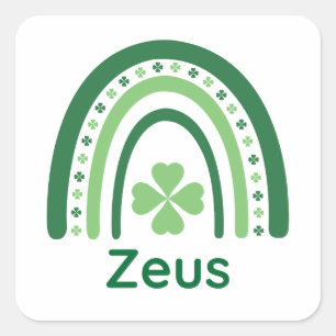 Adesivo Quadrado Zeus Name Clover Boho Rainbow