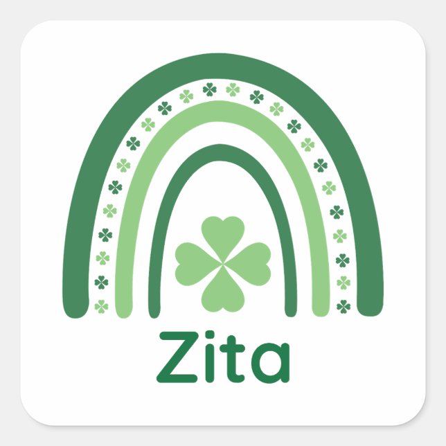 Adesivo Quadrado Zita Name Clover Boho Rainbow (Frente)