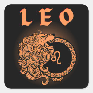Adesivo Quadrado Zodíaco Sombrio - Leão Arte de Astrologia Mediev
