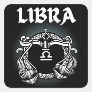Adesivo Quadrado Zodíaco Sombrio - Libra Arte de Astrologia Medie