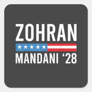 Adesivo Quadrado Zohran Mamdani Candidato a Prefeito de NYC Bandeir