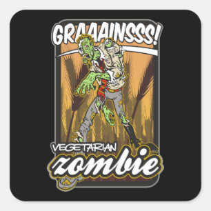 Adesivo Quadrado Zombi do vegetariano