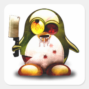Adesivo Quadrado Zombi Tux (Linux Tux)