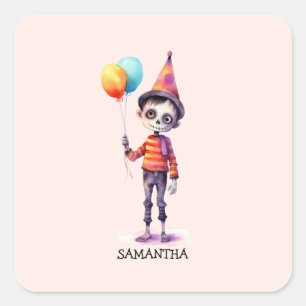 Adesivo Quadrado Zombie Adorável - Halloween Bonito (4)