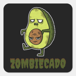 Adesivo Quadrado Zombie Avocado Zombiecado Dia de as Bruxas engraç