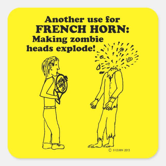 Adesivo Quadrado Zombie do Corno Francês Explode Sticker Quadrado (Frente)