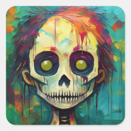 Adesivo Quadrado Zombie Doll with Yellow Eyes