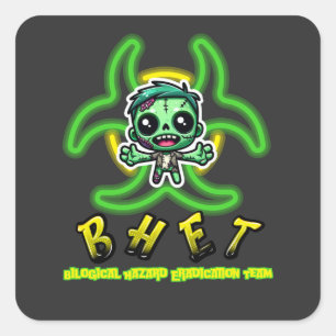 Adesivo Quadrado Zombie engraçado