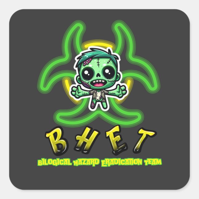 Adesivo Quadrado Zombie engraçado (Frente)
