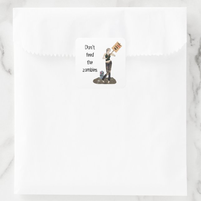 Adesivo Quadrado Zombie Pin Up Girl Protest II Stickers (Bolsa)
