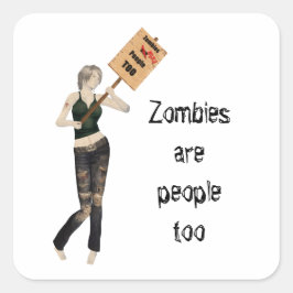 Adesivo Quadrado Zombie Pin Up Girl Protesto I Stickers