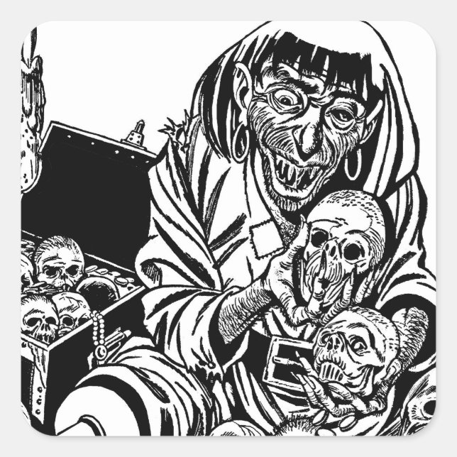 Adesivo Quadrado zombie pirata tesouro monstro arte horrorosa (Frente)