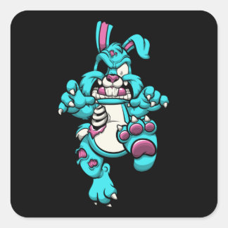 Adesivo Quadrado Zombie Rabbit Halloween Cartoons Character