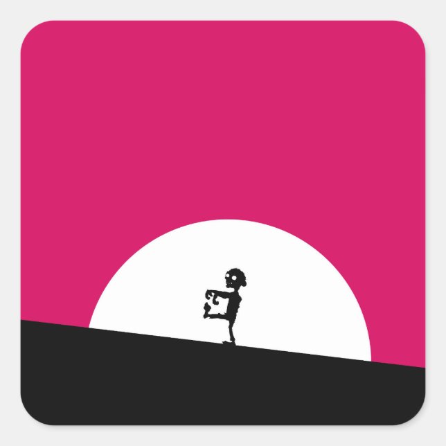 Adesivo Quadrado Zombie Silhouette com Lua Cheia (Frente)