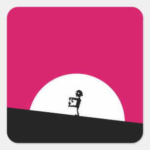 Adesivo Quadrado Zombie Silhouette com Lua Cheia