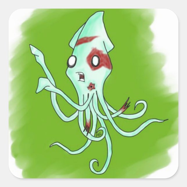 Adesivo Quadrado Zombie Squid (Frente)