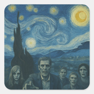 Adesivo Quadrado Zombie Starry Night Sticker