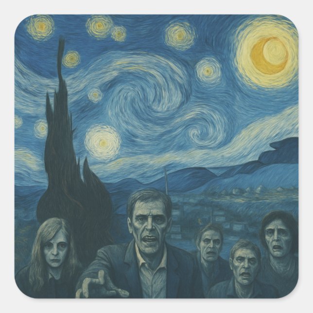 Adesivo Quadrado Zombie Starry Night Sticker (Frente)