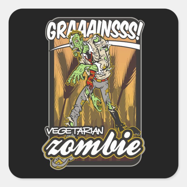 Adesivo Quadrado Zombie vegetariana (Frente)