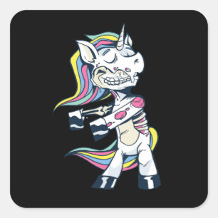 Adesivo Quadrado Zombie Zombie Unicorn Dança de Fio