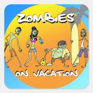 Adesivo Quadrado Zombis em férias