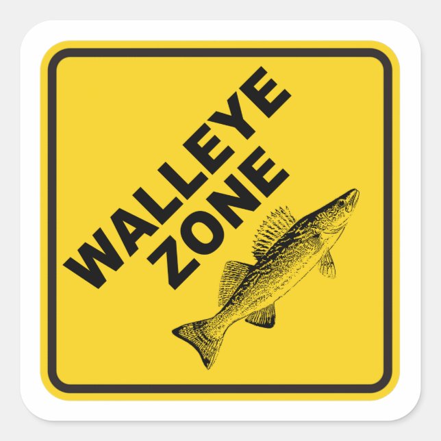 Adesivo Quadrado Zona de pesca Walleye (Frente)