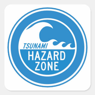 ADESIVO QUADRADO ZONA DO PERIGO DO TSUNAMI