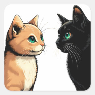 Adesivo Quadrado Zoneamento de Gato Negro - Memória de Gatinho Engr