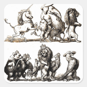 Adesivo Quadrado Zoológico do Elefante Unicórnio