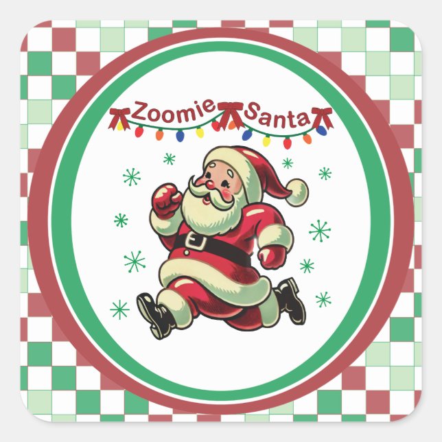 Adesivo Quadrado Zoomie Santa Christmas (Frente)
