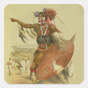 Adesivo Quadrado Zulu guerreiro, Utimuni, sobrinho de Chaka, o fale