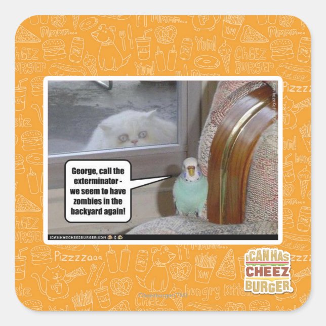 Adesivo Quadrado Zumbis no quintal (Frente)