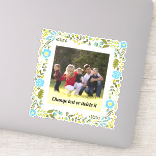 Adesivo Quadro floral do Aqua, o amarelo e o verde com